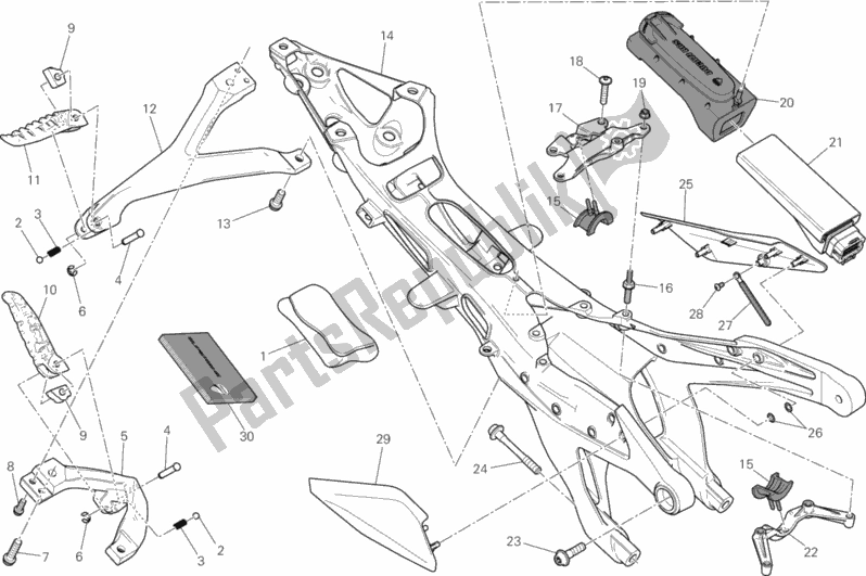 Todas as partes de Quadro Traseiro do Ducati Superbike 1199 Panigale ABS USA 2012
